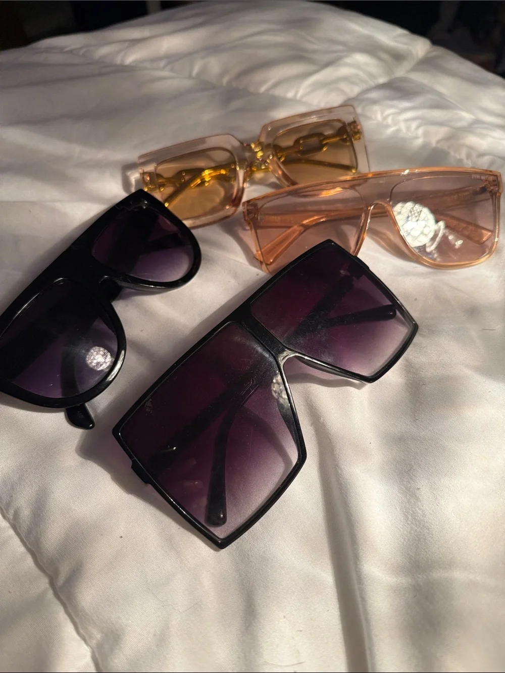 4 pair of Oversized Sunglasses - Black and Amber